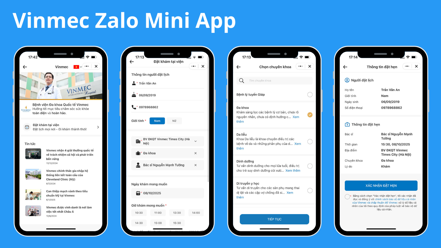 Hệ thống Bệnh viện đa khoa quốc tế Vinmec triển khai Zalo Mini App cùng Bookie
